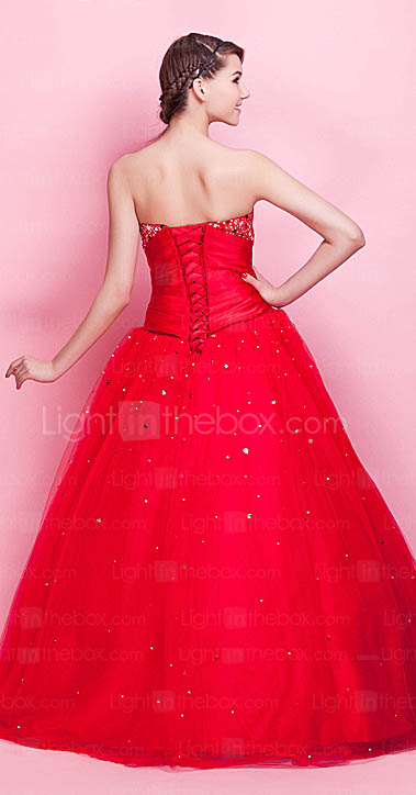 Ball Gown Strapless Sweetheart Floor-length Satin Tulle Evening Dress 