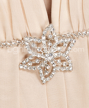 Empire V-neck Floor-length Chiffon Over Elastic Satin Bridesmaid/ Wedding Party Dress
