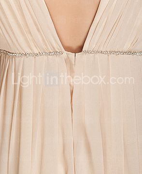 Empire V-neck Floor-length Chiffon Over Elastic Satin Bridesmaid/ Wedding Party Dress