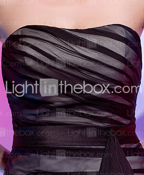 Sheath/ Column Strapless Short/ Mini Chiffon Over Satin Cocktail Dress Sheath/ Column Strapless Short/ Mini Chiffon Over Satin Cocktail Dress