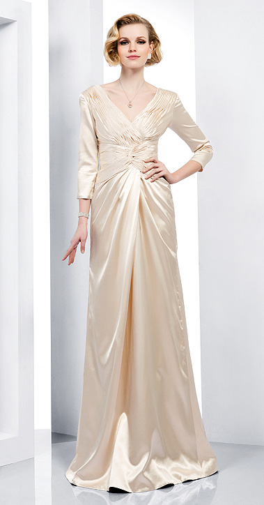Sheath/ Column V-neck Floor-length Stretch Satin Evening Dress