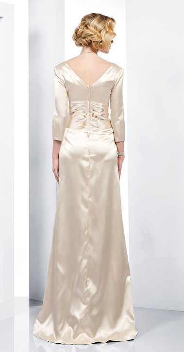Sheath/ Column V-neck Floor-length Stretch Satin Evening Dress
