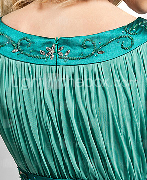 A-line Scoop Floor-length Chiffon And Stretch Satin Evening Dress 