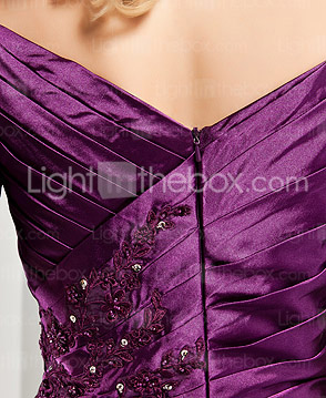 bainha / coluna off-the-ombro assoalho-comprimento de cetim vestido de noite