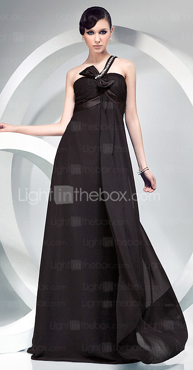 Sheath/ Column One Shoulder Floor-length Chiffon Over Stretch Satin Evening Dress Sheath/ Column One Shoulder Floor-length Chiffon Over Stretch Satin Evening Dress
