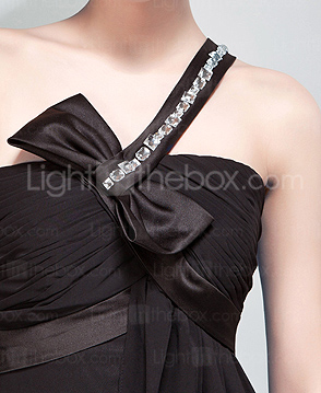 Sheath/ Column One Shoulder Floor-length Chiffon Over Stretch Satin Evening Dress Sheath/ Column One Shoulder Floor-length Chiffon Over Stretch Satin Evening Dress