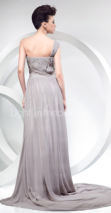 A-line One Shoulder Court Train Chiffon Evening Dress A-line One Shoulder Court Train Chiffon Evening Dress