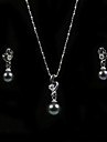 Gorgeous 14k White Gold Black 7.5 - 8mm Freshwater Pearl Necklace And Earrings Set