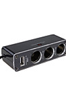 Translucent 1-to-3 Cigarrete Socket Power Splitter with USB Port