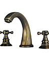 Polished Brass Finish Brass Bathroom Sink Faucet (Widespread)