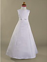 A-line Jewel Floor-length Satin Flower Girl Dress 