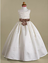 A-line Scoop Floor-length Satin Flower Girl Dress