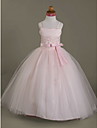 Ball Gown Spaghetti Straps Floor-length Satin Tulle Flower Girl Dress