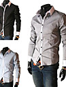 Slim Fit Fashion Mens Shirt with Contrast Color Collar Long Sleeve