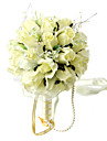 Elegant Light Yellow Round Wedding Bouquet/ Bridal Bouquet With Chiffon Beads Decoration