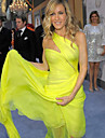 Sarah Jessica Parker Sheath/ Column One Shoulder Asymetrical Sleeveless Chiffon/ Elastic Satin Sex and the City/ Evening Dress (FSL0846)