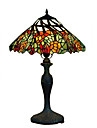 PIMA - Lampada da tavolo stile tiffany motivo floreale in bronzo
