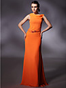Chiffon Sheath/ Column Jewel Floor-length Evening Dress inspired by Christina Hendricks at Emmy Award