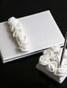 Wedding Guest Book and Pen Set With  Decorative White Silk Roses