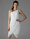 Sheath/Column One Shoulder Knee-length Chiffon Over Mading Bridesmaid/Wedding Party Dress 