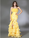 Trumpet/ Mermaid Strapless Floor-length Organza Taffeta Evening Dress