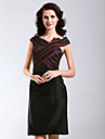 Sheath/ Column V-neck Knee-length Taffeta Cocktail/ Little Black/ Homecoming Dress