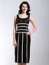 Sheath/Column Scoop Tea-length Satin Cocktail/Homecoming Dress 