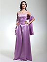 Sheath/Column Spaghetti Straps Floor-length Satin Bridesmaid Dress With A Wrap