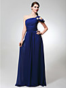 Sheath/Column One Shoulder Floor-length Chiffon Bridesmaid Dress