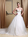 Ball Gown Strapless Chapel Train Wedding Dress 