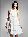 Sheath/Column Jewel Knee-length Chiffon Cocktail Dress