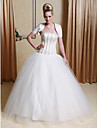 Ball Gown Strapless Floor-length Tulle Wedding Dress with Satin Wrap