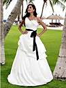 A-line One Shoulder Floor-length Taffeta Wedding Dress 