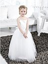 Ball Gown Spaghetti Straps Floor-length Tulle Satin Flower Girl Dress