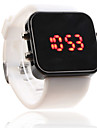 Silicone Band Women Men Unisex Jelly Sport Style Square LED Wrist Watch - White