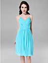 Sheath/ Column Spaghetti Straps V-neck Knee-length Chiffon Bridesmaid Dress