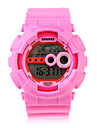 Waterproof Sporty Single Movement Digital Stop Automatic Watch with Night Light - Pink