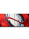 hand-painted pintura a óleo com moldura abstracta esticado - conjunto de 4