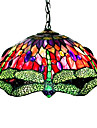 Tiffany stil guldsmed farvet glas pendel med 2 lamper