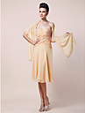 Sheath/Column Sweetheart Knee-length Chiffon Mother of the Bride Dress With A Wrap 