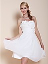 A-line Strapless Knee-length Chiffon Cocktail Dress With Flowers 