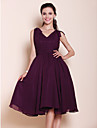 A-line Princess V-neck Knee-length Chiffon Bridesmaid Dress 