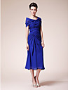 Sheath/ Column Sweetheart Tea-length Chiffon Mother of the Bride Dress With A Wrap