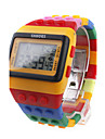 Orologio LED stile Lego, multicolore, con luce notturna - Giallo