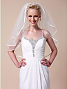 Two-tier Elbow Wedding Veils With Ribbon Edge