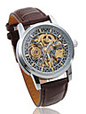 Men's Mechanical PU Leather Wrist Watch with Hollow Engraving