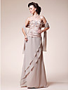 A-line Strapless Floor-length Chiffon Taffeta Mother of the Bride Dress With A Wrap