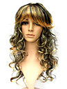 Capless Long Synthetic Black Mixed Gold Costume Party Wig