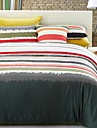 300 fils au pouce rayures colorées 3-pièces plein / couette queen couvrir set