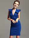 TS V Neck Ruffle Bodycon Dress(2 Colors)
